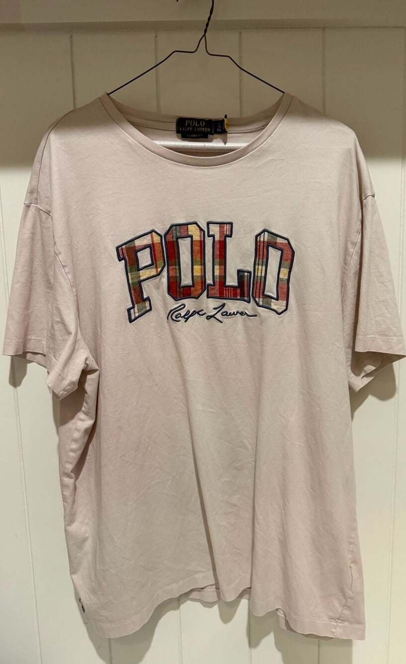 Polo Ralph Lauren Plaid Logo Graphic T-Shirt XL Pink Classic Fit
